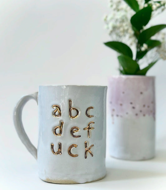 PRE- ORDER ABC mug: Classic white with 22kt gold