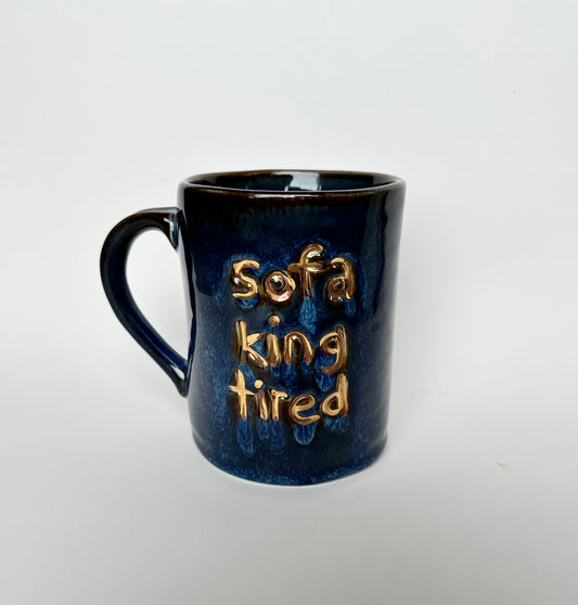 SOFA MUG: VARIEGATED BLUE 22kt gold