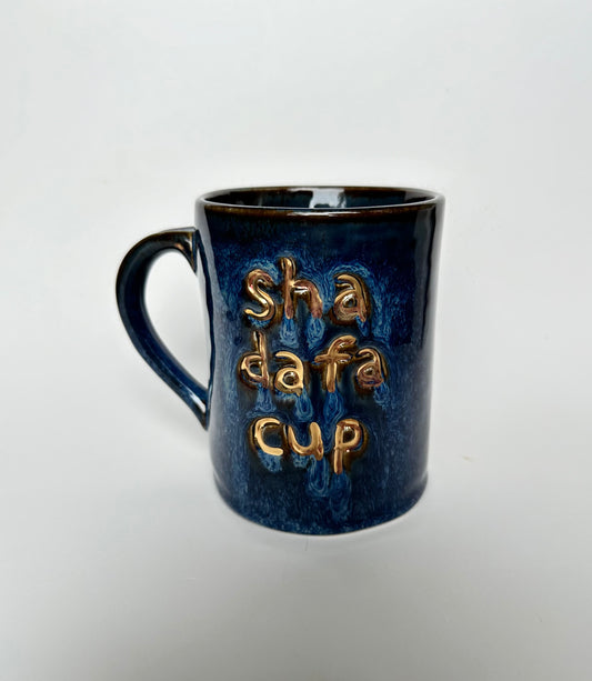 SHADA mug: Variegated blue 22kt gold