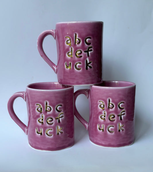 ABC mug: pink 22kt gold