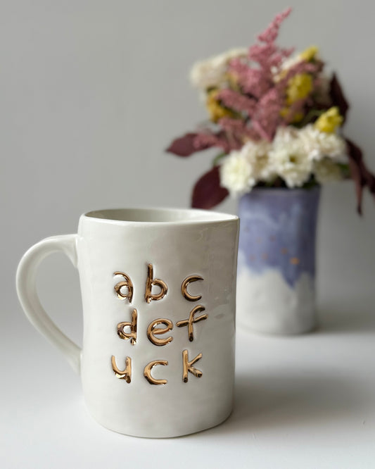 ABC MUG - WHITE 22kt GOLD