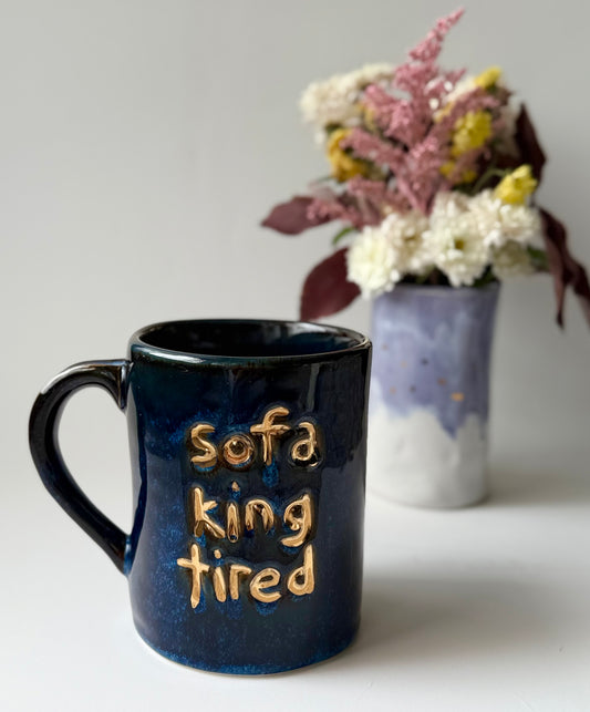 SOFA MUG: VARIEGATED BLUE 22kt gold