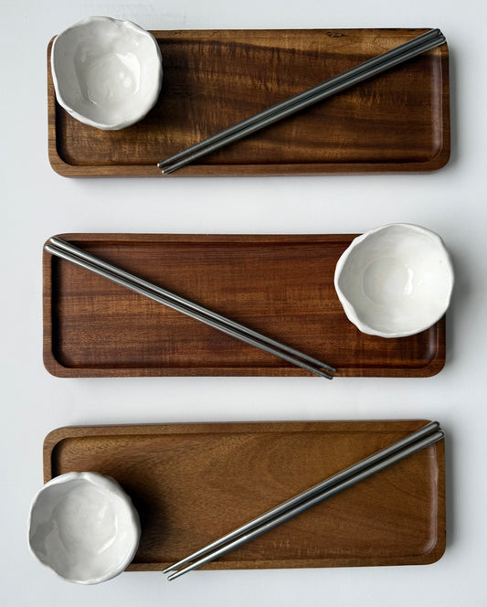 Stoneware Wood Sushi set