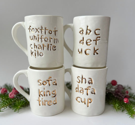 4pc mug set- 22kt gold